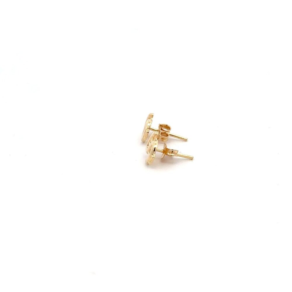 18K Gold Earrings Stud Dollar Signs 1.41 grams - Picture 3 of 11